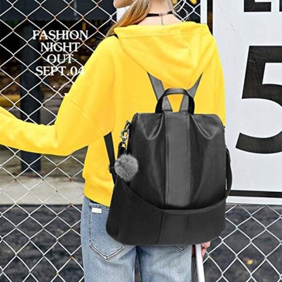 Women Backpack PU Leather Waterproof Anti-theft Casual Daypack Satchel